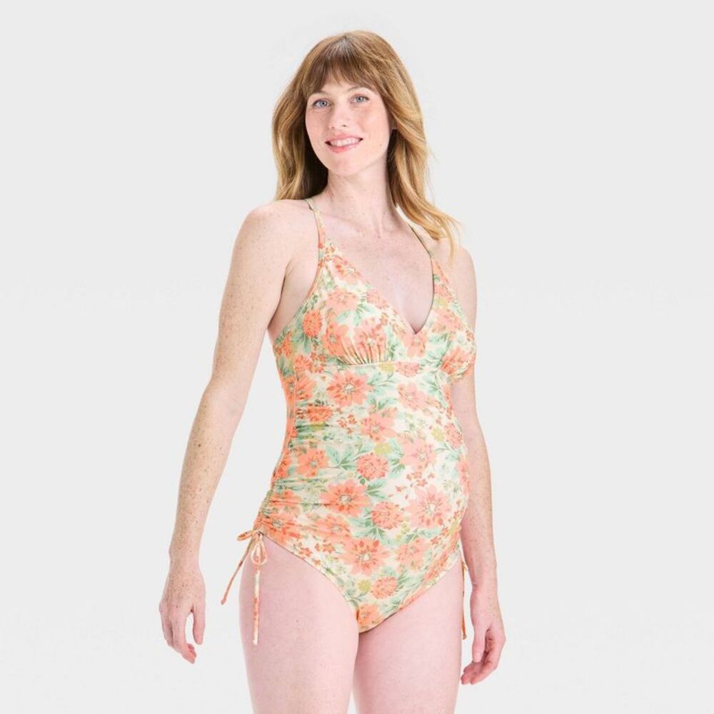 Isabel Maternity by Ingrid & Isabel Peach Floral Maternity Swimsuit
